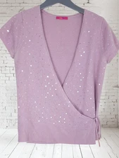 Shrinking Violet Wool Angora Wrap Lilac Jumper Size S Sequin Detail