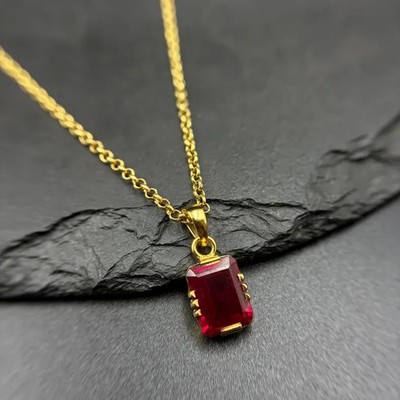 Red Garnet Gold Plated Garnet Pendant Cute Gift For Wife