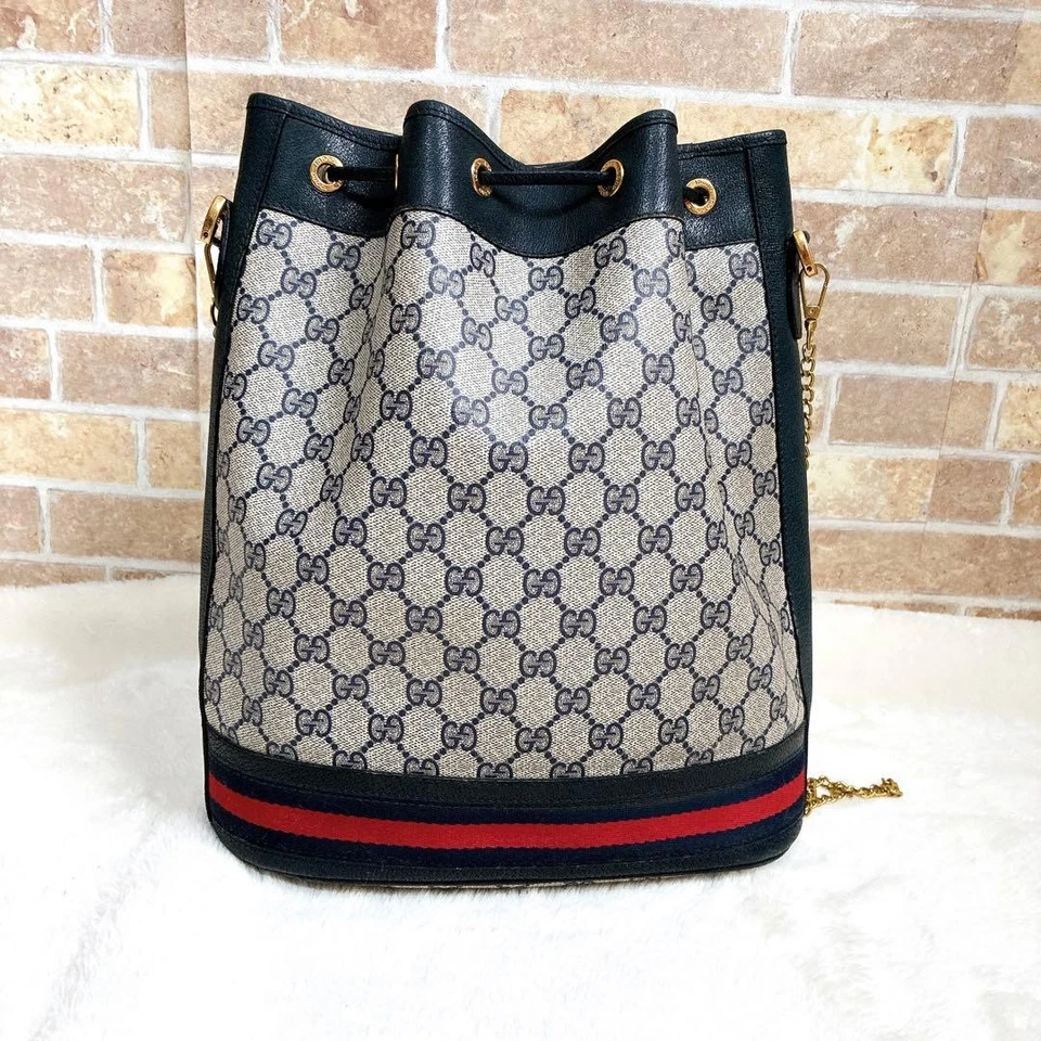 GUCCI женщин GG Supreme ведро сумка цепочка ремень золото оборудование холст кожа - Изображение 4 из 4