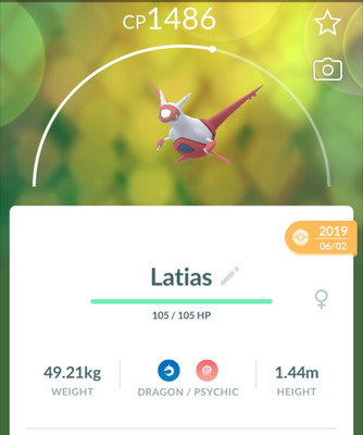 Latias Pokemon Go | 2019 Lucky | Registered & Instant & 30 Day Unregistered