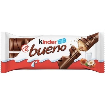 2-Pack Kinder BUENO Milk Chocolate and Hazelnut Cream Candy Bars, Single Pack co