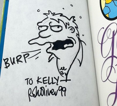 THE SIMPSONS CHARACTER ARTIST DIRECTOR ROB OLIVER ORIGINAL SKETCH BARNEY GUMBLE 