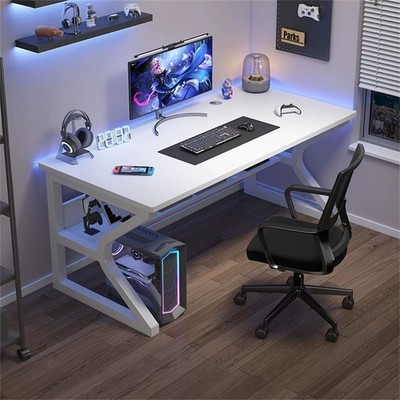 Schreibtisch Gaming Tisch Ergonomisch für PC Computertisch 80x50x75CM Weiß