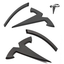 Emblem Cover Compatible with Model Y 2024 2023 2022 2021 2020 Matte Black-3 PCS