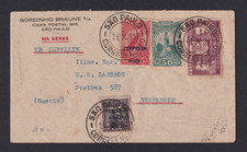 Zeppelin 1931 Brief per Luftpost " Brasilien - Schweden " Sao Paulo - Stockholm "