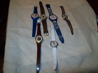Six Vintage Novelty Character Wristwatches Including Sesame Street