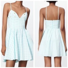 Zara sz S coquette cottagecore lined mini dress with pockets jewel embellished