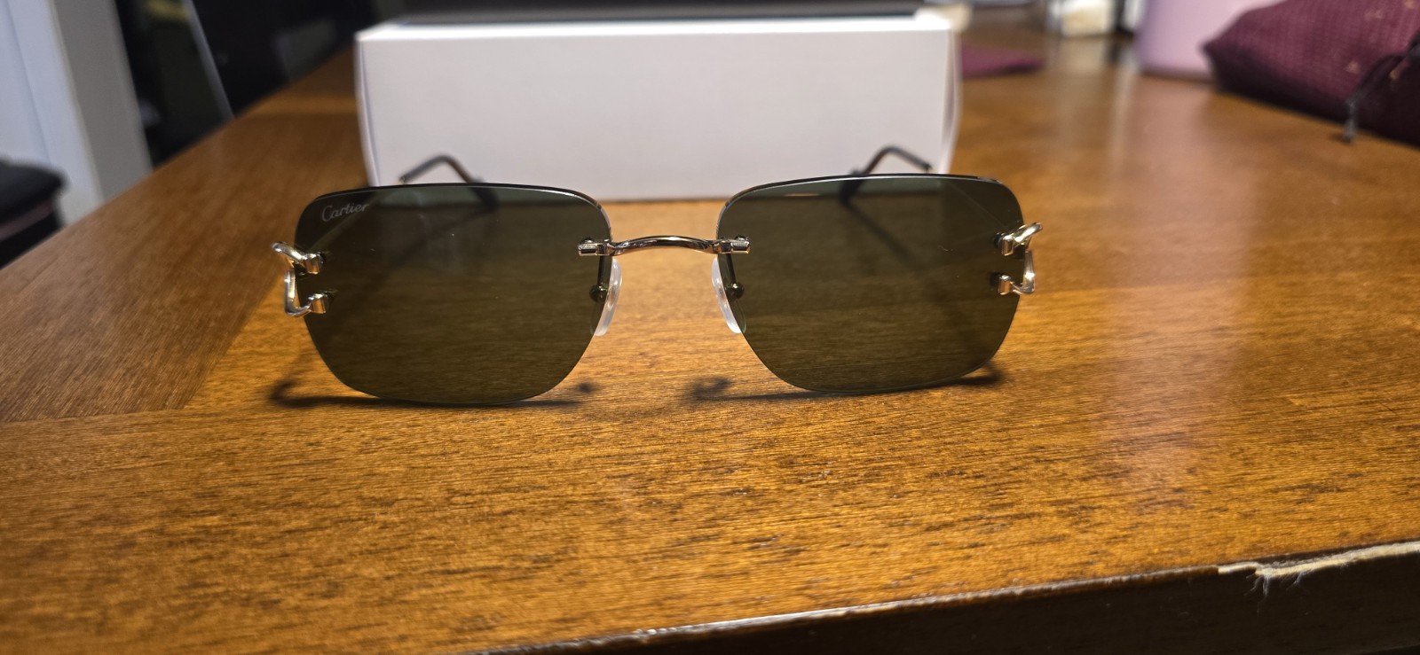Cartier CT0330S 005 59 Men's Square Sunglasses Gold/Green image 3