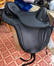 All-Purpose Cow Softy Leather Treeless Saddle in Black A Girth