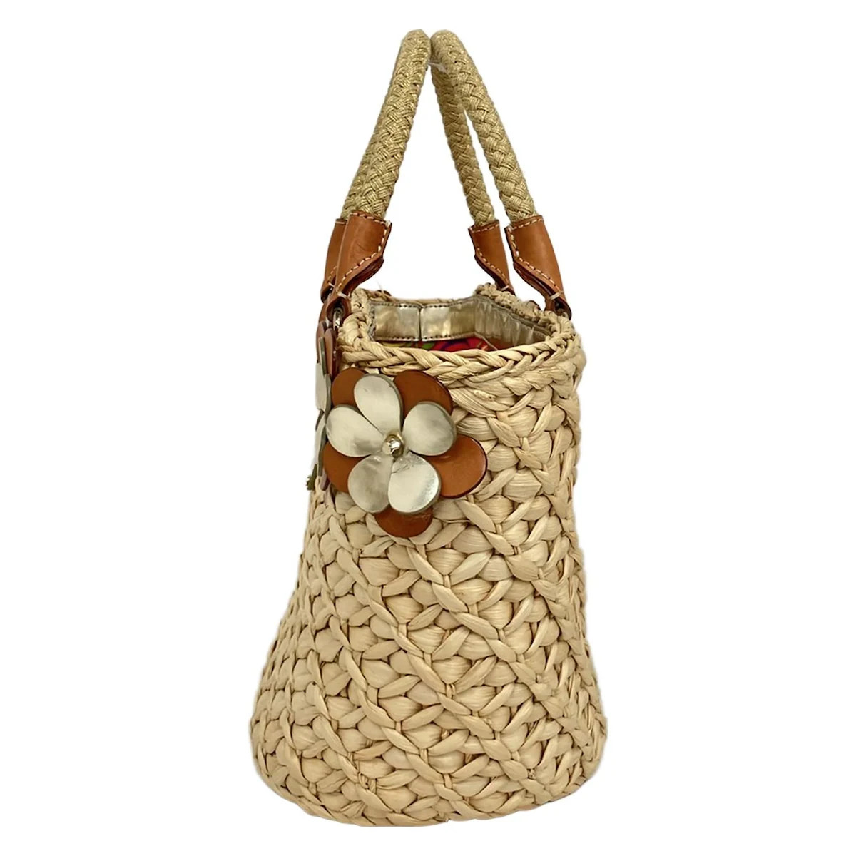 Kate spade - PXRU0802 Beige Gold Brown Straw Leather Tote Bag thumbnail 4