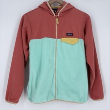 Patagonia Kids Unisex Micro D Snap-T Fleece Jacket Mint Blue Coral Color Size XL