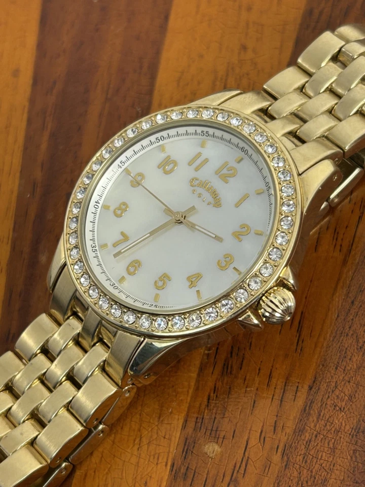 Reloj Callaway Hombre Tono Dorado Esfera Perla Bisel Estrás 40mm Batería Nueva Foto 2 de 4