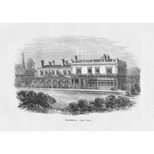 LONDON Rear View of Woodhall House Dulwich - Antique Print 1875