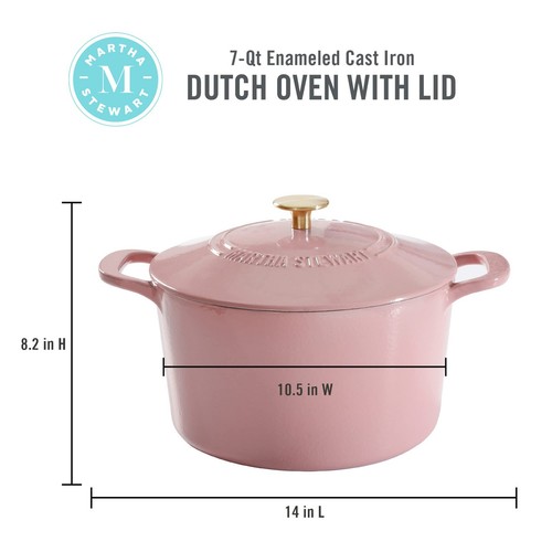 Martha Stewart Gatwick 7 Quart Emaille Gusseisen Dutch Oven, rosa - Bild 2 von 7
