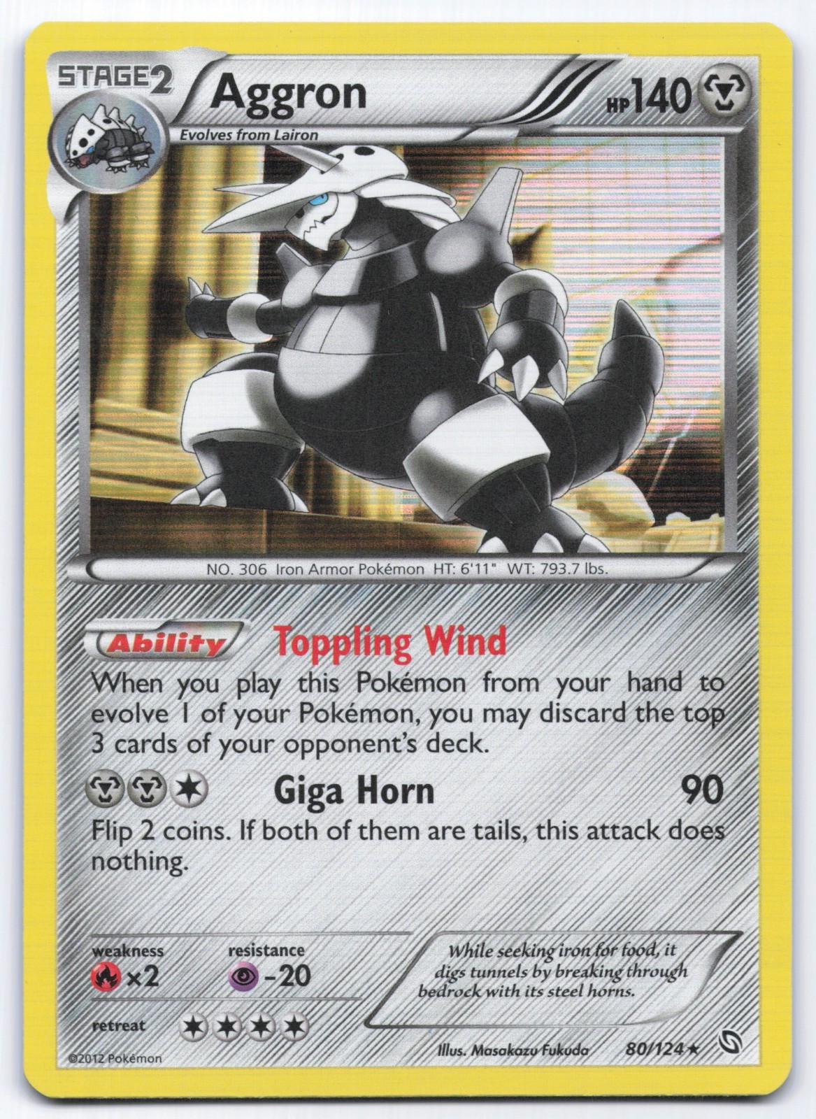 Aggron 80/124 Dragons Exalted Holo Rare Pokemon Card