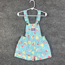 Vintage 90s Oshkosh Turquoise Blue Cherry Pineapple Fruit Overalls 4T Shortalls