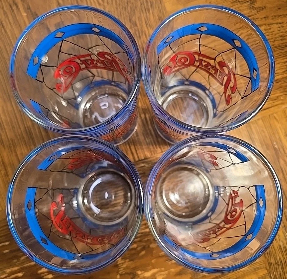 Juego de 4 vasos Pepsi Cola vintage años 70 estilo vitral aspecto 10 oz  Foto 2 de 3
