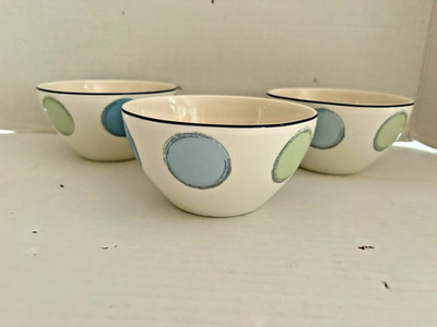 NORITAKE Ambience Java Blue & Green Dot Bowls- Set of 3