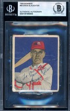 Enos Slaughter Beckett BAS Signed 1949 Bowman Autograph
