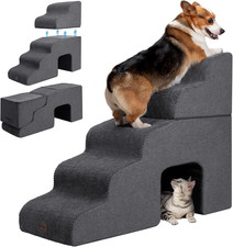 Foldable 5-Step Dog Stairs for High Beds Non-Slip Balanced Indoor Pet Steps
