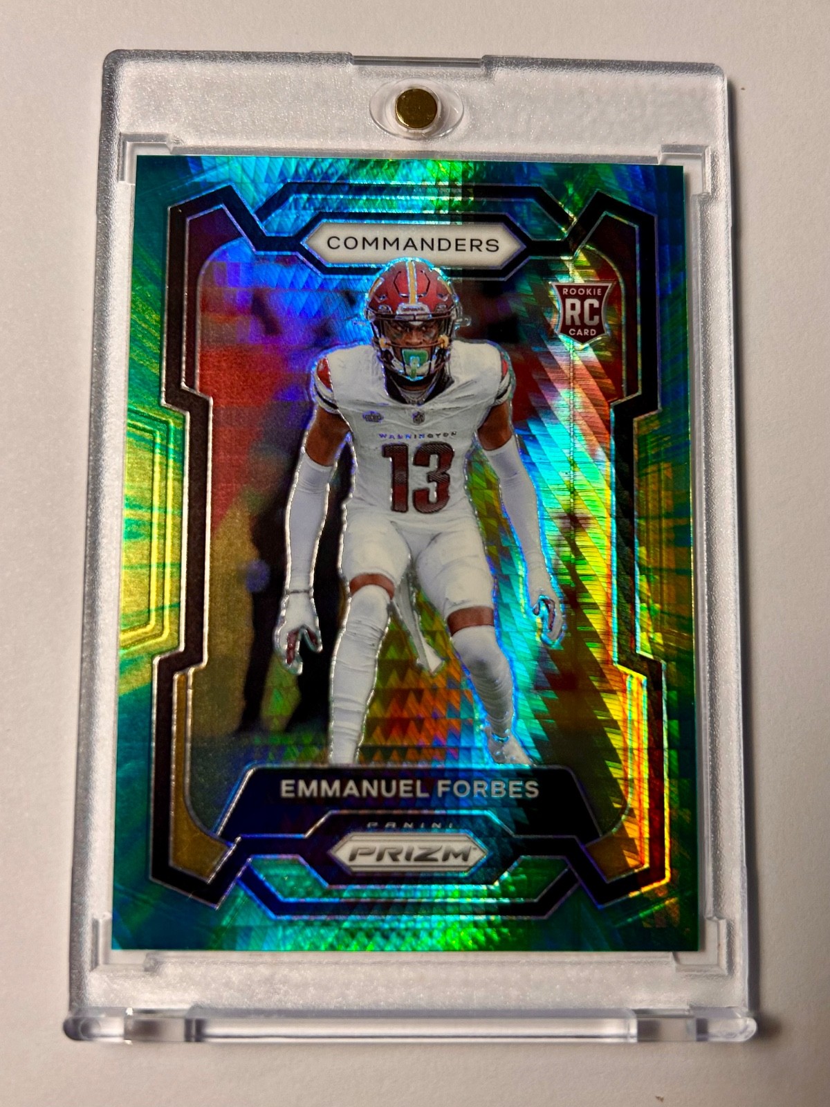 Emmanuel Forbes 2023 Panini Prizm /175 Hyper Rookie #399 Green Yellow Commanders