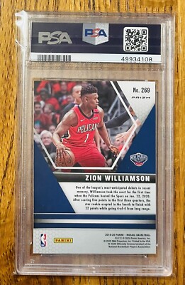 2019 Panini Mosaic Reactive Blue #269 Zion Williamson PSA 9 Mint