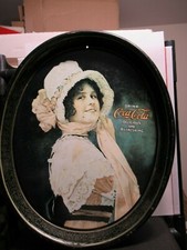 1914 Betty Girl "DRINK COCA-COLA" Metall Oval Serviertablett, Schwarz, 1972