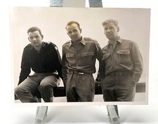 WW2 Era Photo U.S. GIs Leaning Against Railing