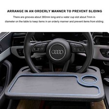 Car Steering Wheel Tray Desk Two Sided Laptop Drink Food Work Table Holder BLACK