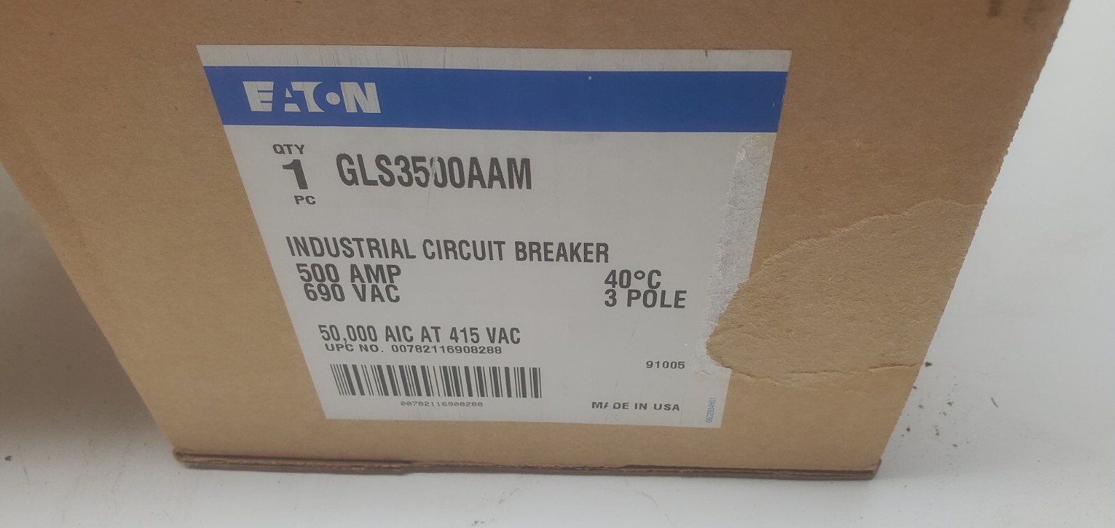 EATON Industrial Circuit Breaker GLS3500AAM 500 A 690 VAC 3 POLE - Picture 5 of 6