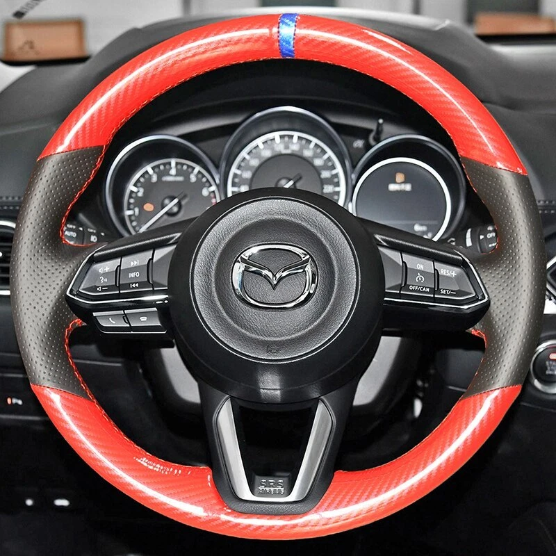 Cubierta de volante de coche de cuero cosida a mano para Mazda 3 Axela 2017-19 Mazda 6 Foto 2 de 4