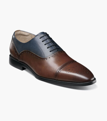 Stacy Adams Reynolds Cap Toe Dress Shoes Burnished Navy Blue Brown Mens 8.5 Stacy Adams Tedesco Cap Toe Oxford Lizard Leather Dress  main image 3