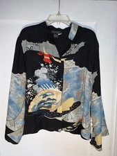 CITRON SANTA MONICA Reversible Embossed Silk Jacket Size PS C045