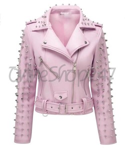 baby pink leather jacket