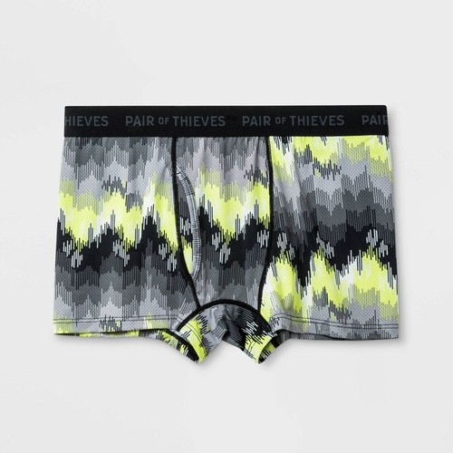 Pair of Thieves Men's Super Fit Trunks - Black/Lime/Chevron, Small - Picture 2 of 2
