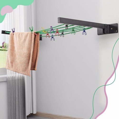 Wall mounted folding clothes hanger with Retractable Portable Clothesline