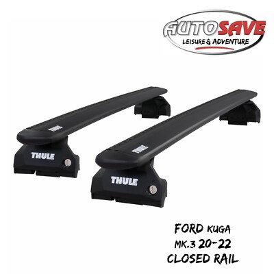Thule Aluminium WingBar Evo Black Roof Bars for Ford Kuga Mk.3 20-22 Closed Rail