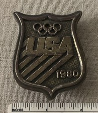 Vintage 1980 USA OLYMPICS Brass Works BELT BUCKLE Souvenir United States Host