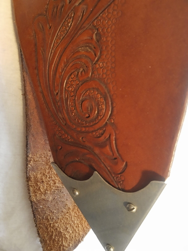 Tapaderos western in pelle lavorata personalizzata iniziali NC Conchos Latigo punta lunga 19" - Foto 7 di 20