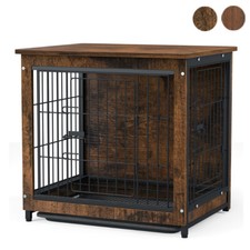 Large Wooden Furniture Style Dog Crate w Double Door Indoor End Table Nightstand