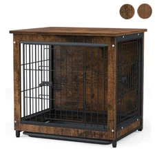 Large Wooden Furniture Style Dog Crate w Double Door Indoor End Table Nightstand