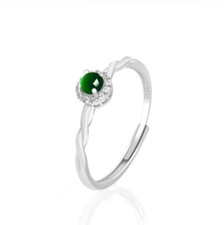 Certified Green Natural Grade A Jade jadeite Sterling 925 Silver Fashion Ring