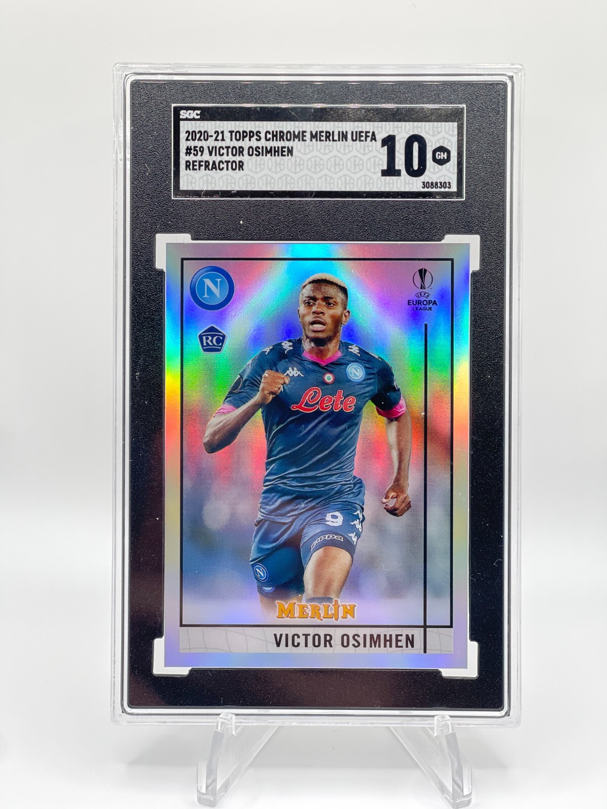 2020-21 Topps Merlin Chrome Victor Osimhen Refractor Rookie SGC 10 Napoli RC
