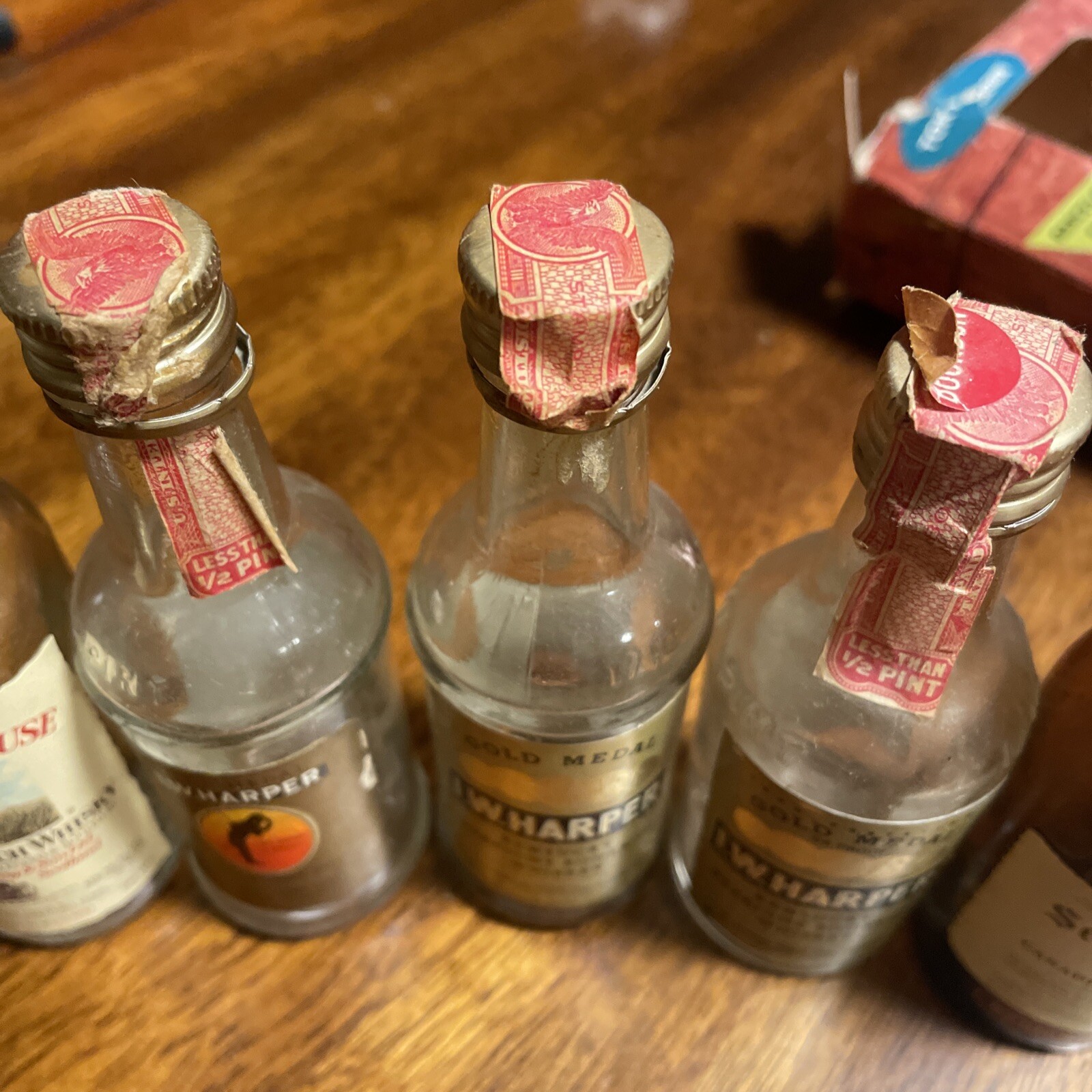 Vintage Mini Airline Liquor Bottles Empty I.w. Harper All Glass eBay