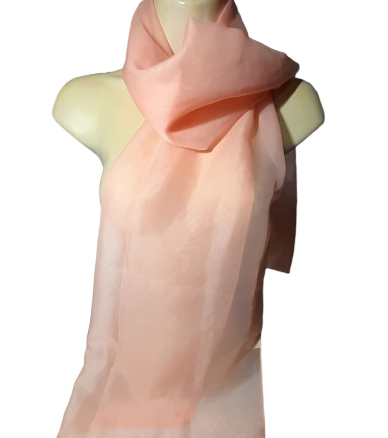Rectangular Scarf Wrap Sheer Melon Orange Polyest… - image 12