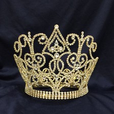 Crystal Rhinestones 4 Row At Bottom Round Crown.6.5"Tall.Pick Your Color 