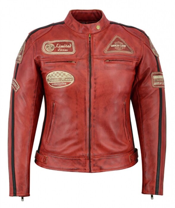 Chaqueta Mujer, Chaqueta Motorista, Chaqueta Custom, Roja Retro, Vintage
