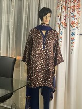 Printed Silk Blue Shalwar Kameez Casual Wear Women Blue Georgette Dupatta