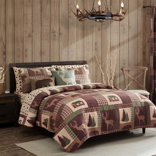 Aubrie Home Accents Cozy Cabin 3-Piece Full/Queen Quilt Bedding Set with Pill... - Picture 2 of 6