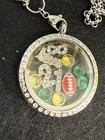 Origami Owl Floating Charm Pendant Locket Silver Rhinestone with Chain